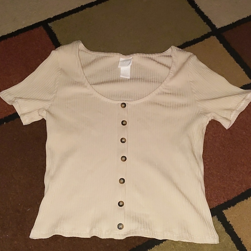 Cream-Tan Button Down Top